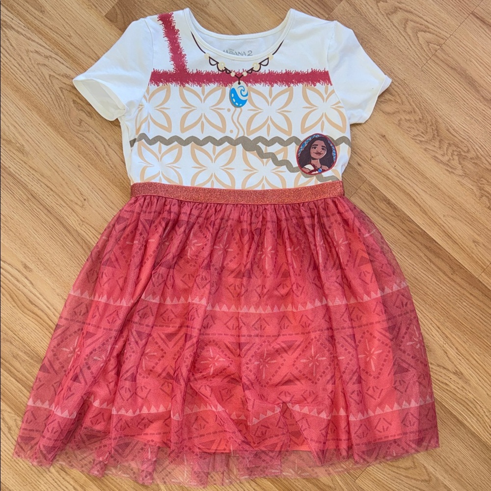 Disney Moana Themed Dress with Red Tulle Skirt Size XL 14